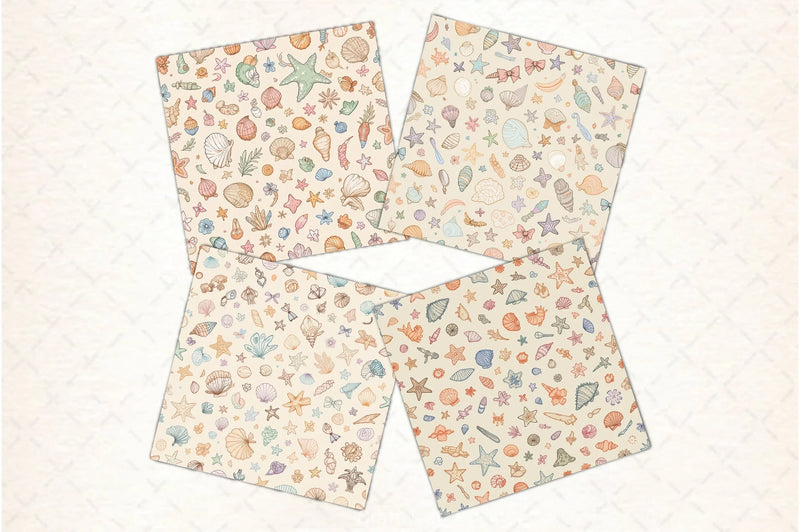 Seashell Seamless Pattern Digital Paper - CraftNest - Digital Crafting and Art