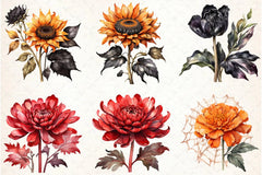 Halloween Flowers Clipart Bundle - CraftNest - Digital Crafting and Art