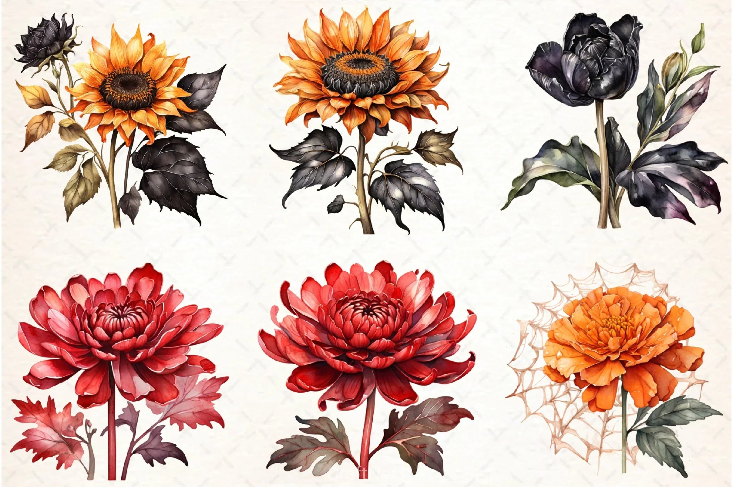 Halloween Flowers Clipart Bundle - CraftNest - Digital Crafting and Art