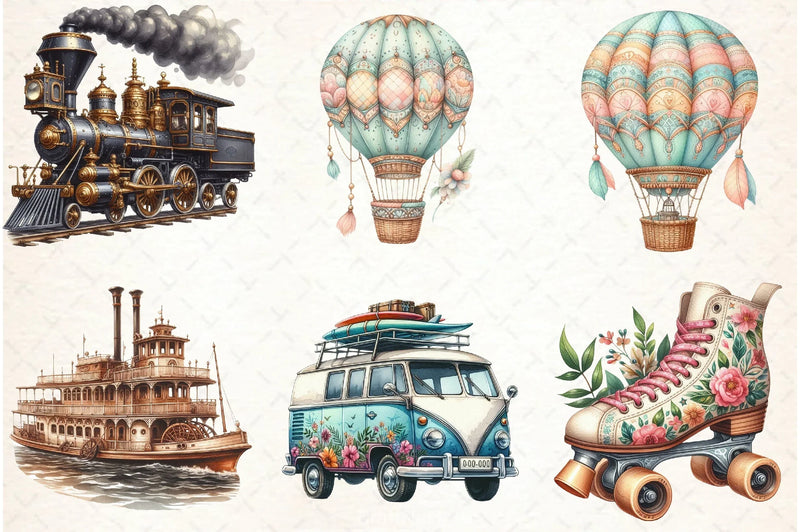 Transportation Clipart Bundle - CraftNest - Digital Crafting and Art