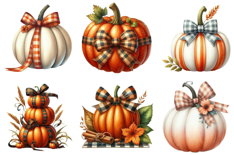 Fall Bow Pumpkins Clipart Bundle - CraftNest - Digital Crafting and Art