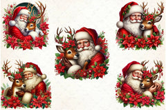 Santa Claus & Reindeer Clipart Bundle - CraftNest - Digital Crafting and Art