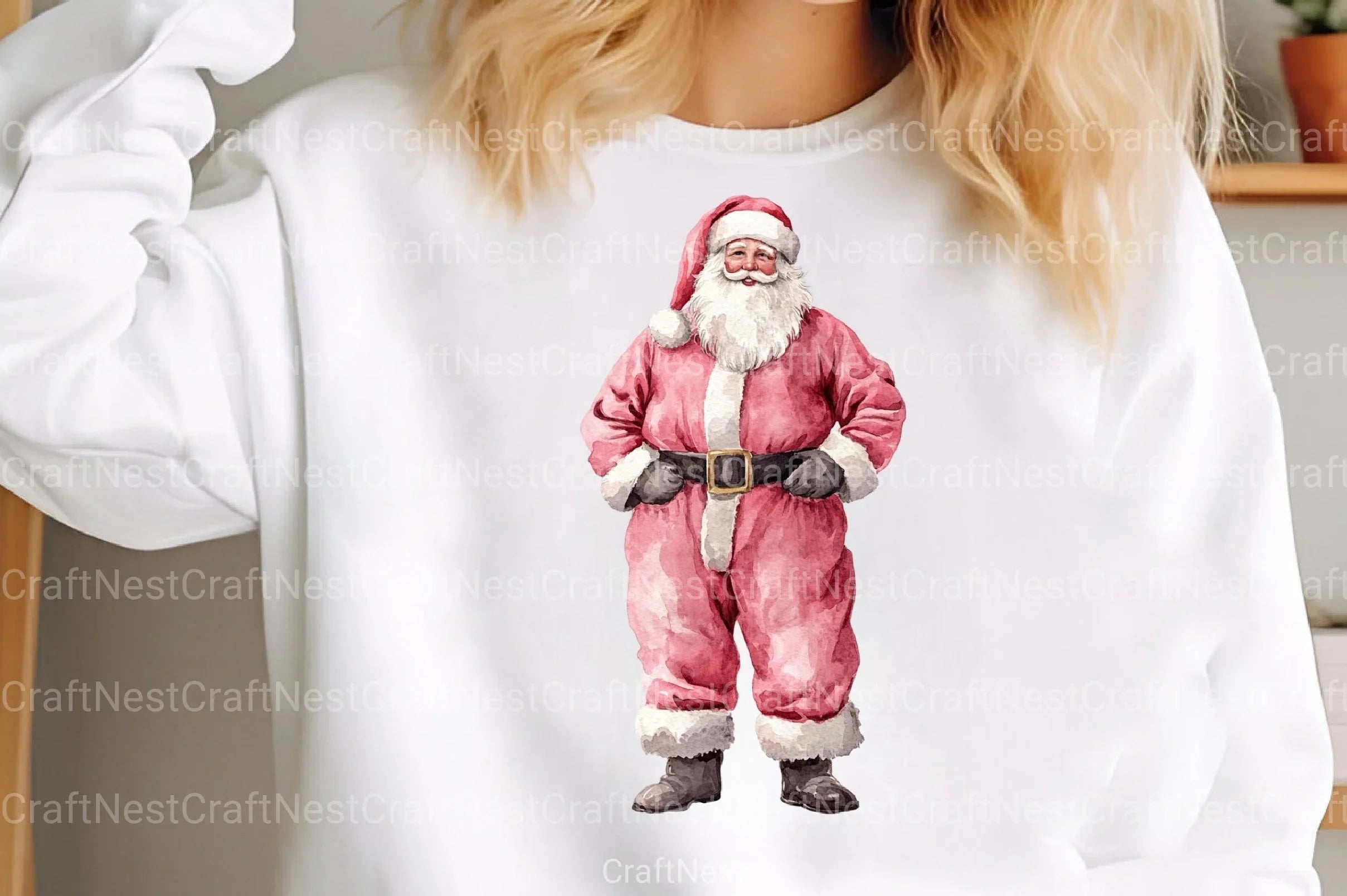 Pink Trendy Christmas Santa Clipart Bundle - CraftNest - Digital Crafting and Art