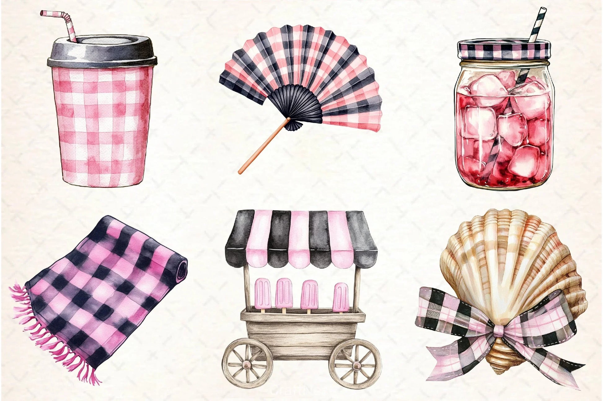 Black & Pink Gingham Clipart Bundle - CraftNest - Digital Crafting and Art