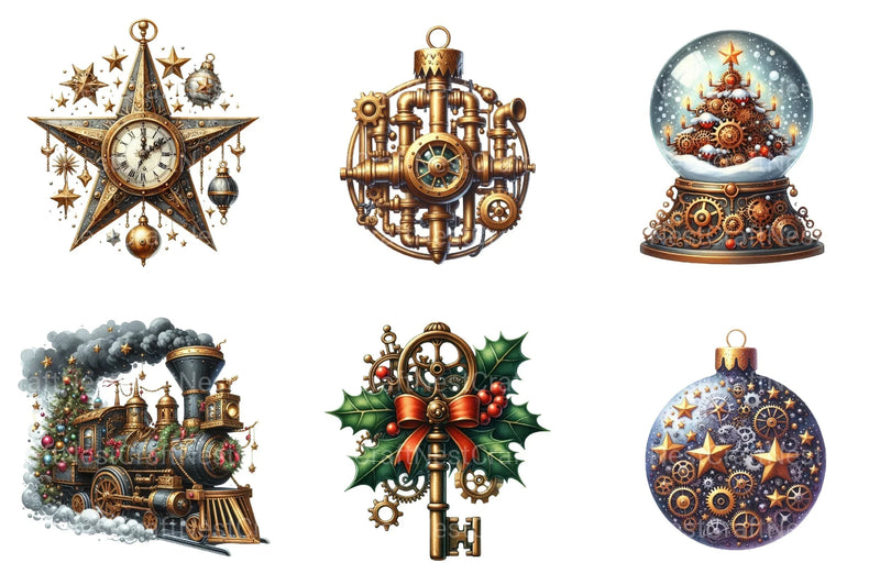 Steampunk Christmas Snowman Clipart Bundle - CraftNest - Digital Crafting and Art
