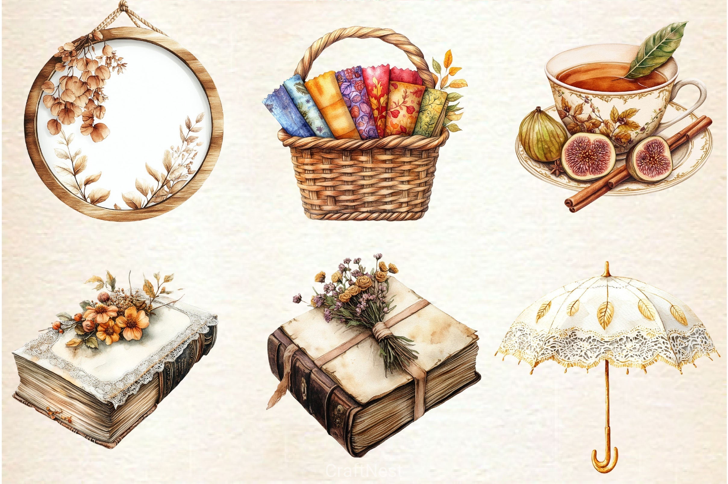 Beautiful Vintage Fall Clipart Bundle 2