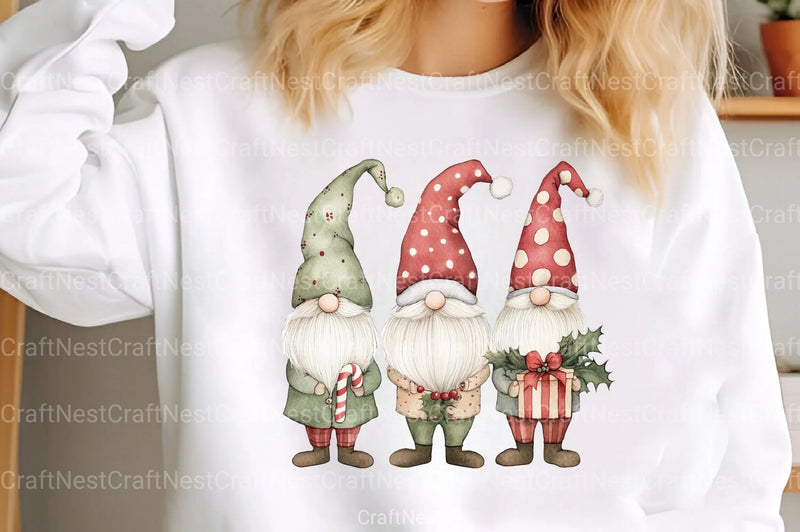 Christmas Gnomes Clipart Bundle: Cute Xmas Gnome Digital Download - CraftNest - Digital Crafting and Art