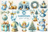Light Blue Gold Christmas Clipart Bundle 2