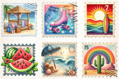 Retro Summer Postage Clipart Bundle - CraftNest - Digital Crafting and Art