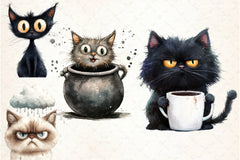 Crazy Black Cats Clipart Bundle 2 - CraftNest - Digital Crafting and Art