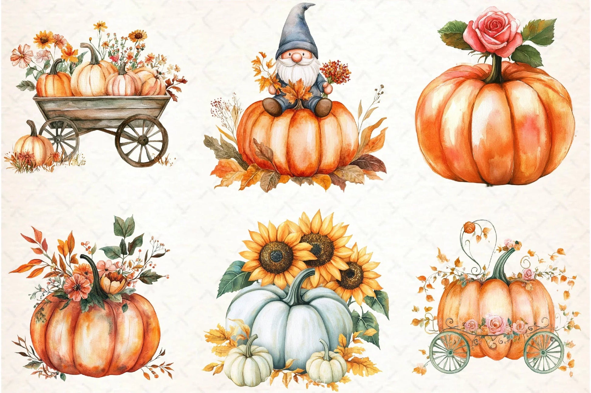 Autumn Flower & Pumpkin Clipart Bundle - CraftNest - Digital Crafting and Art