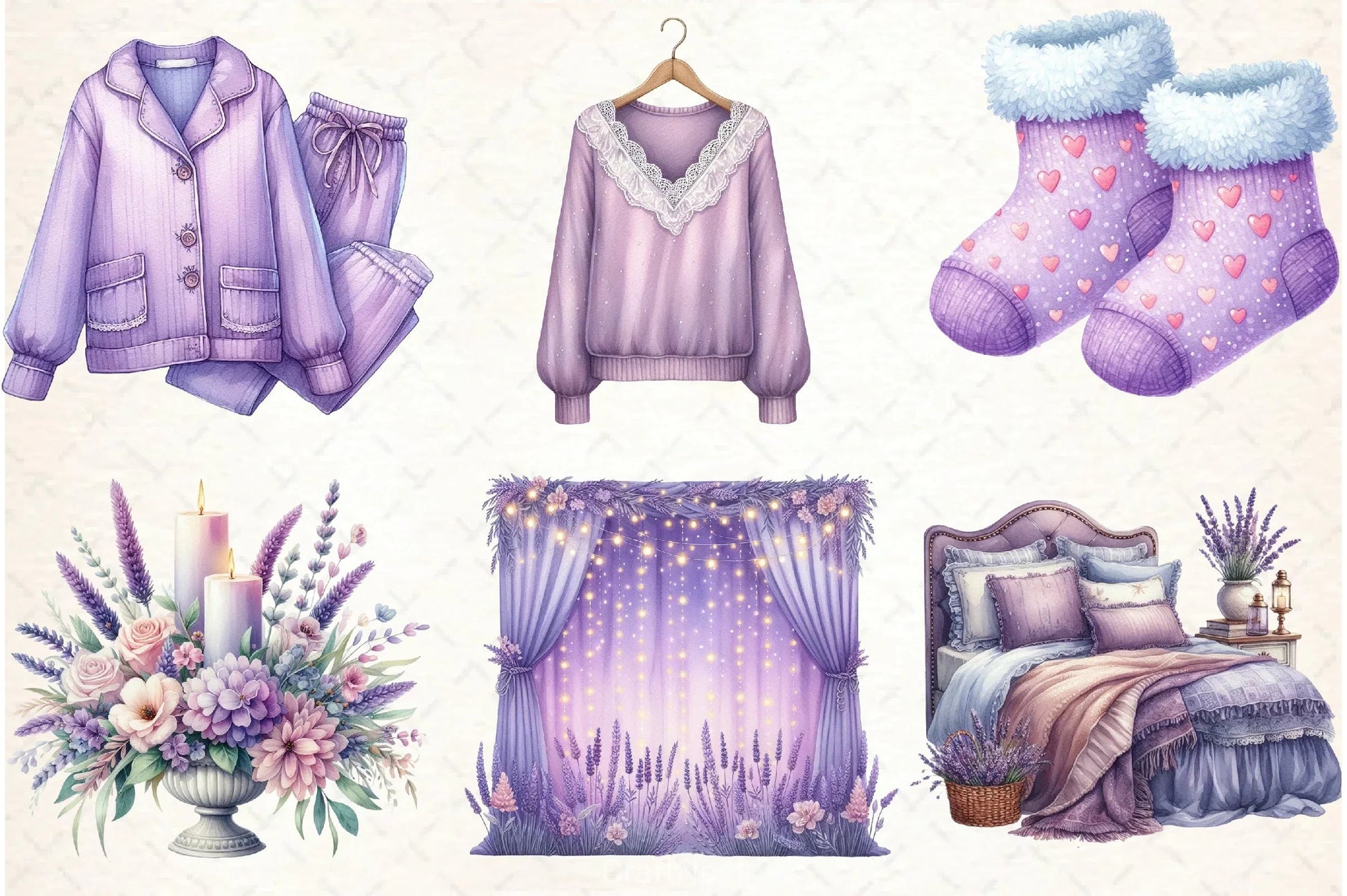 Lavender Pajama Spa Clipart Bundle - CraftNest - Digital Crafting and Art