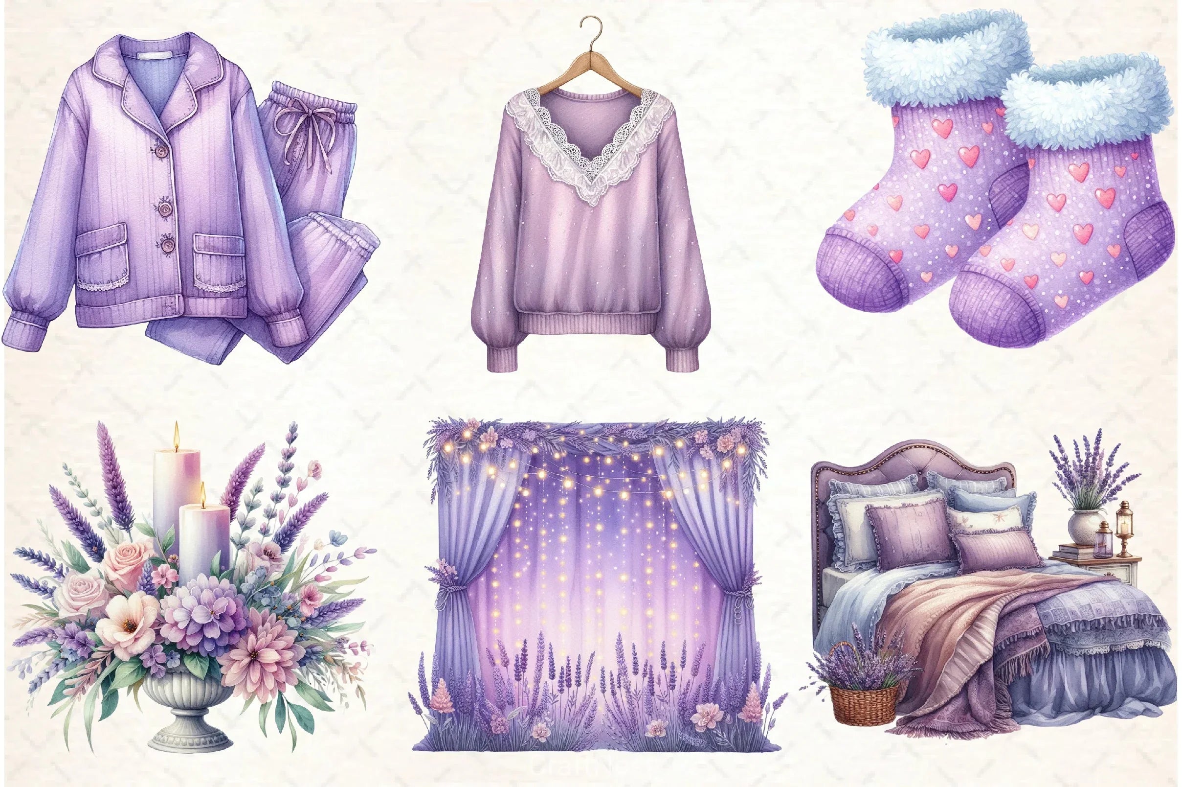 Lavender Pajama Spa Clipart Bundle - CraftNest - Digital Crafting and Art