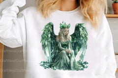 Green Stone Angel Figures Clipart Bundle - CraftNest - Digital Crafting and Art