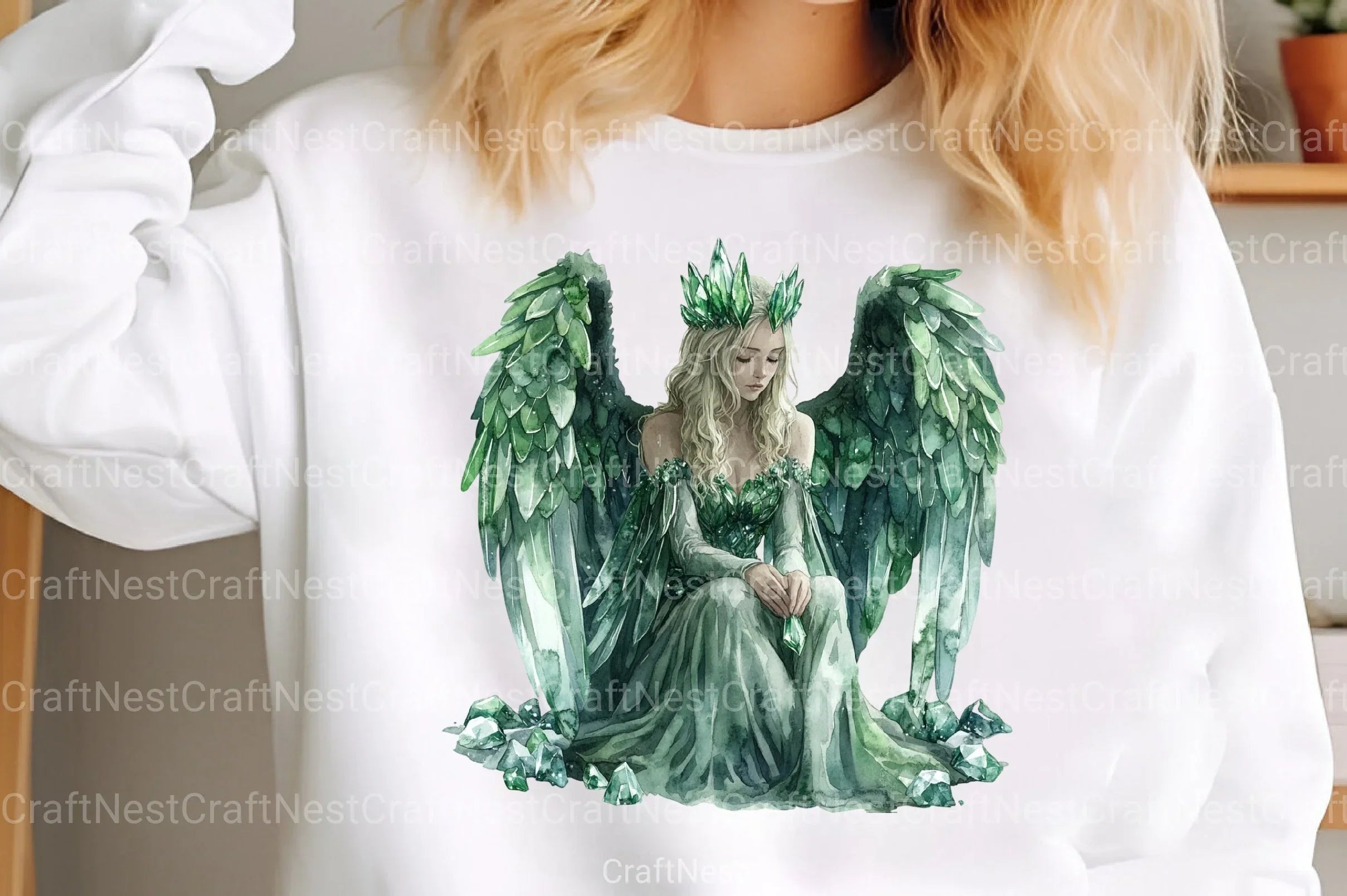 Green Stone Angel Figures Clipart Bundle - CraftNest - Digital Crafting and Art