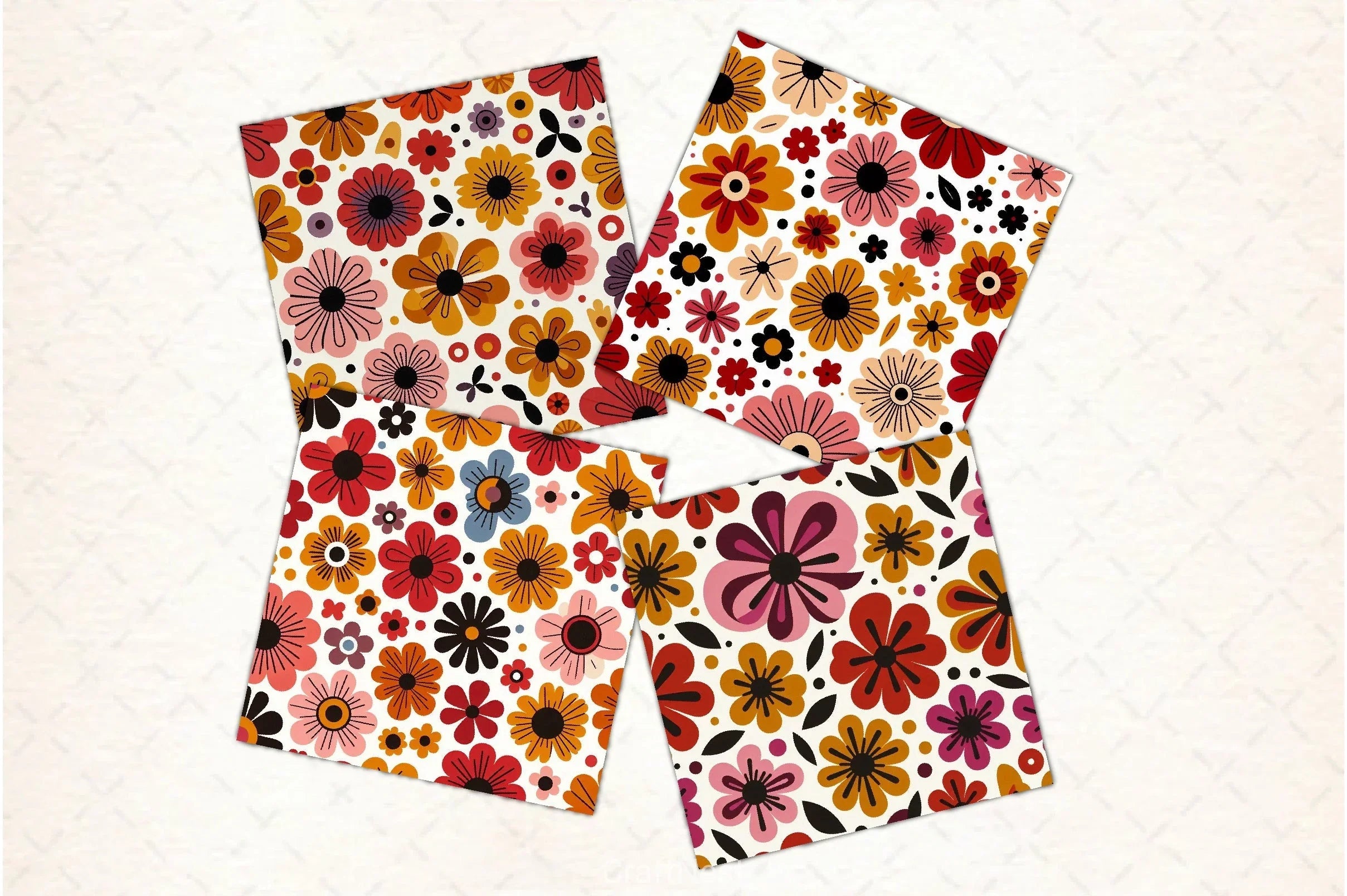 Bright Floral Seamless Pattern Digital Paper - CraftNest - Digital Crafting and Art