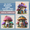 3D Mushroom Houses Clipart Bundle