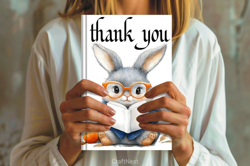 Bunny With Book Clipart Bundle 1 - CraftNest - Digital Crafting and Art