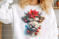 Christmas Cow Highland New Year Clipart Bundle - CraftNest - Digital Crafting and Art