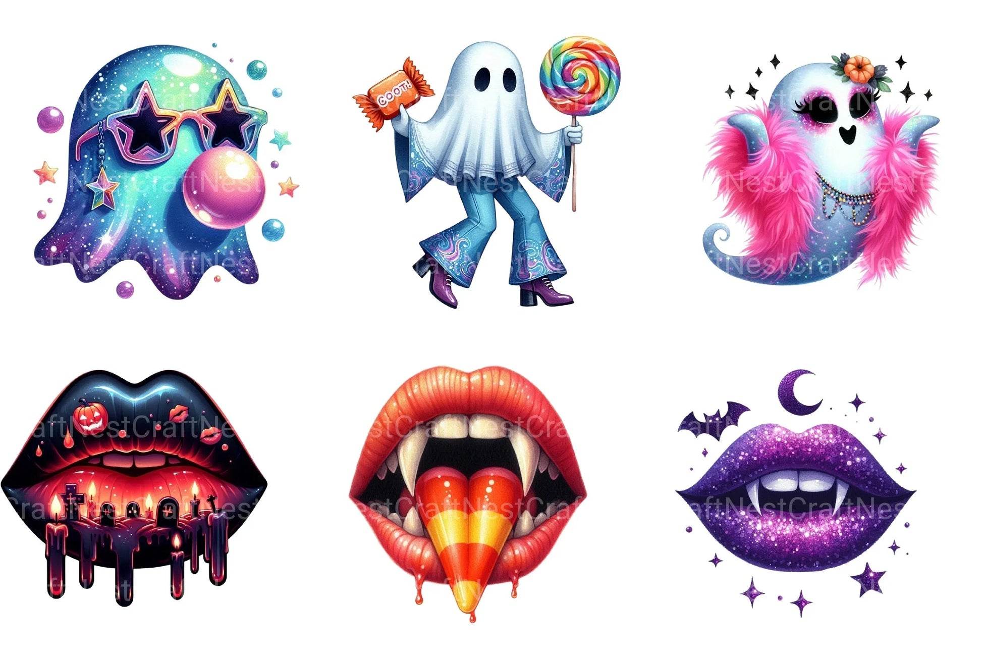 Spooky Halloween Lips Clipart Bundle - CraftNest - Digital Crafting and Art