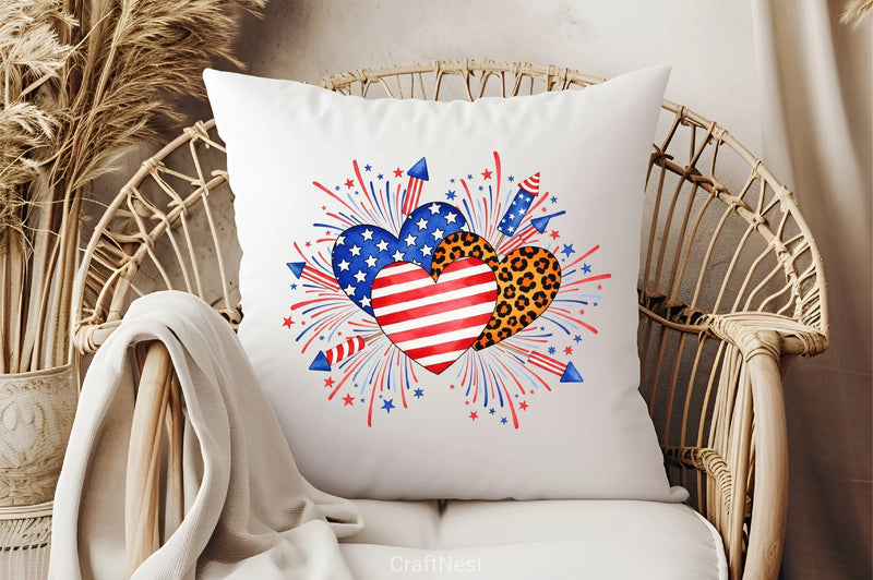 USA Hearts Fireworks Clipart Bundle - CraftNest - Digital Crafting and Art
