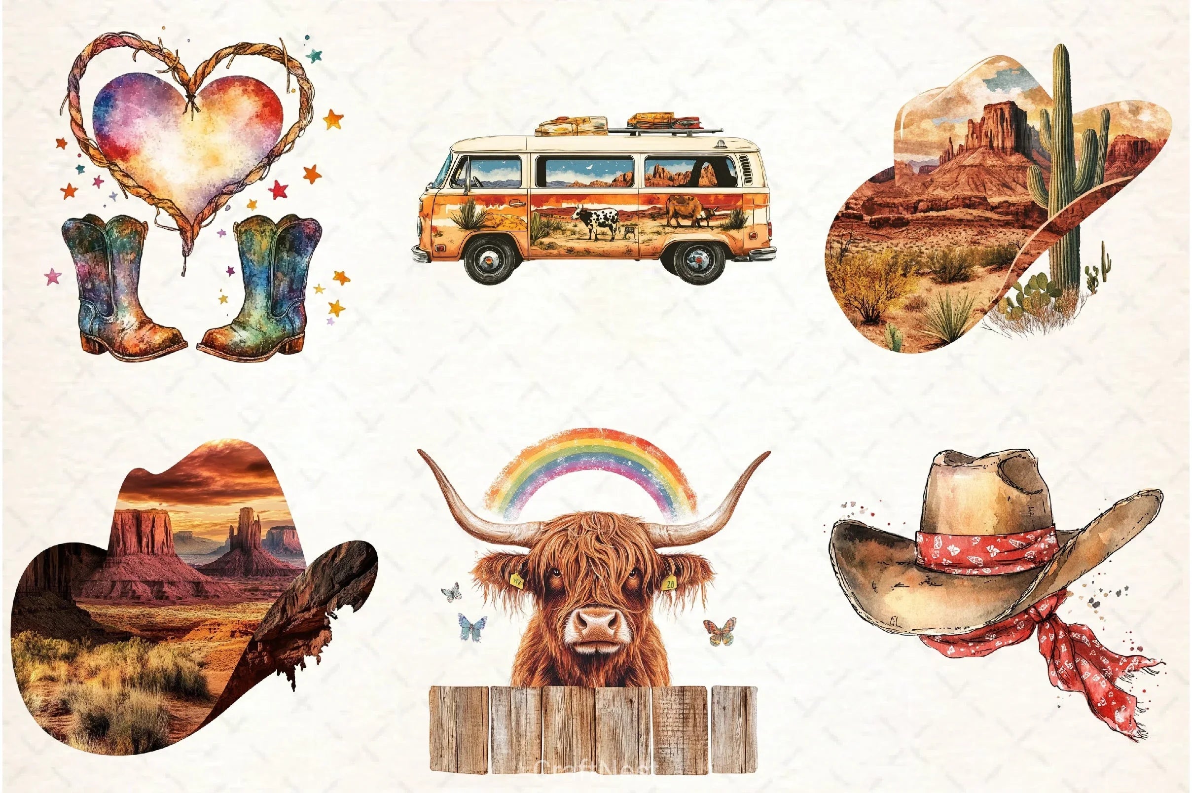 Western Boho Wedding Clipart Bundle 7 - CraftNest - Digital Crafting and Art