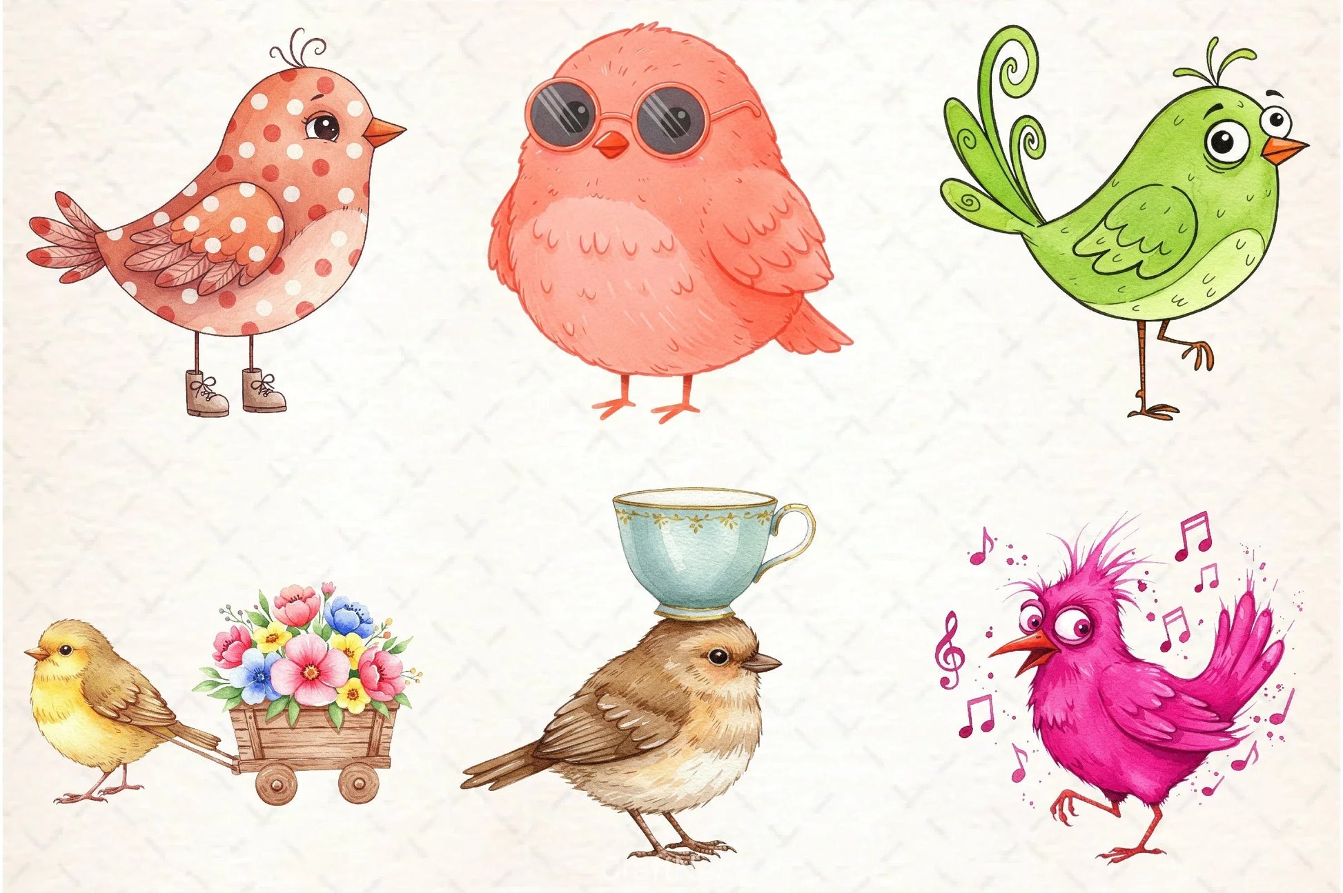 Whimsical Birds Clipart Bundle - CraftNest - Digital Crafting and Art