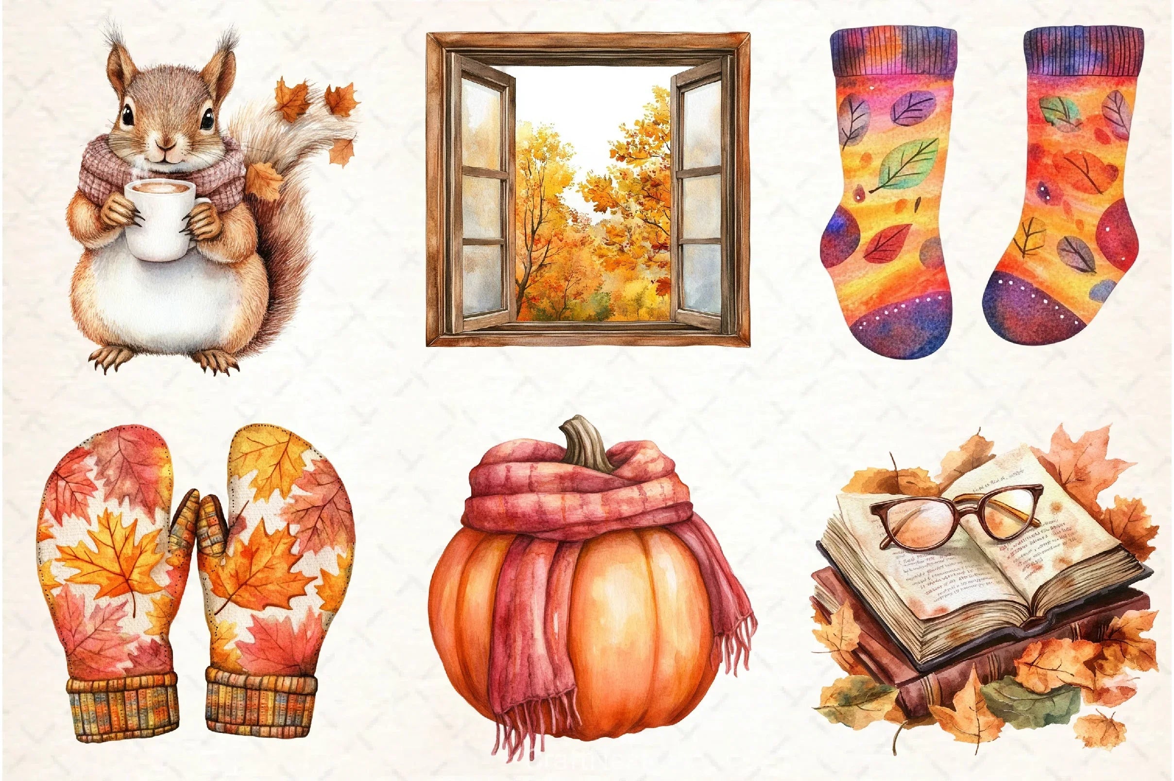 Autumn Chilly Morning Clipart Bundle - CraftNest - Digital Crafting and Art