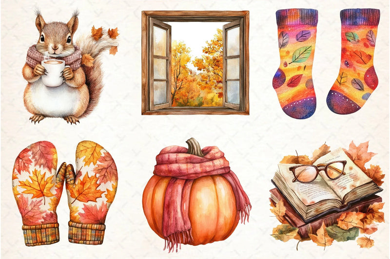 Autumn Chilly Morning Clipart Bundle - CraftNest - Digital Crafting and Art