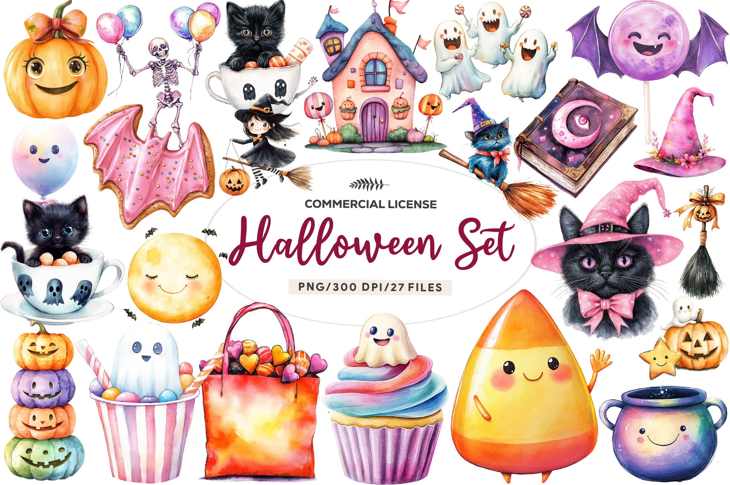 Cute Halloween Set Clipart Bundle 2