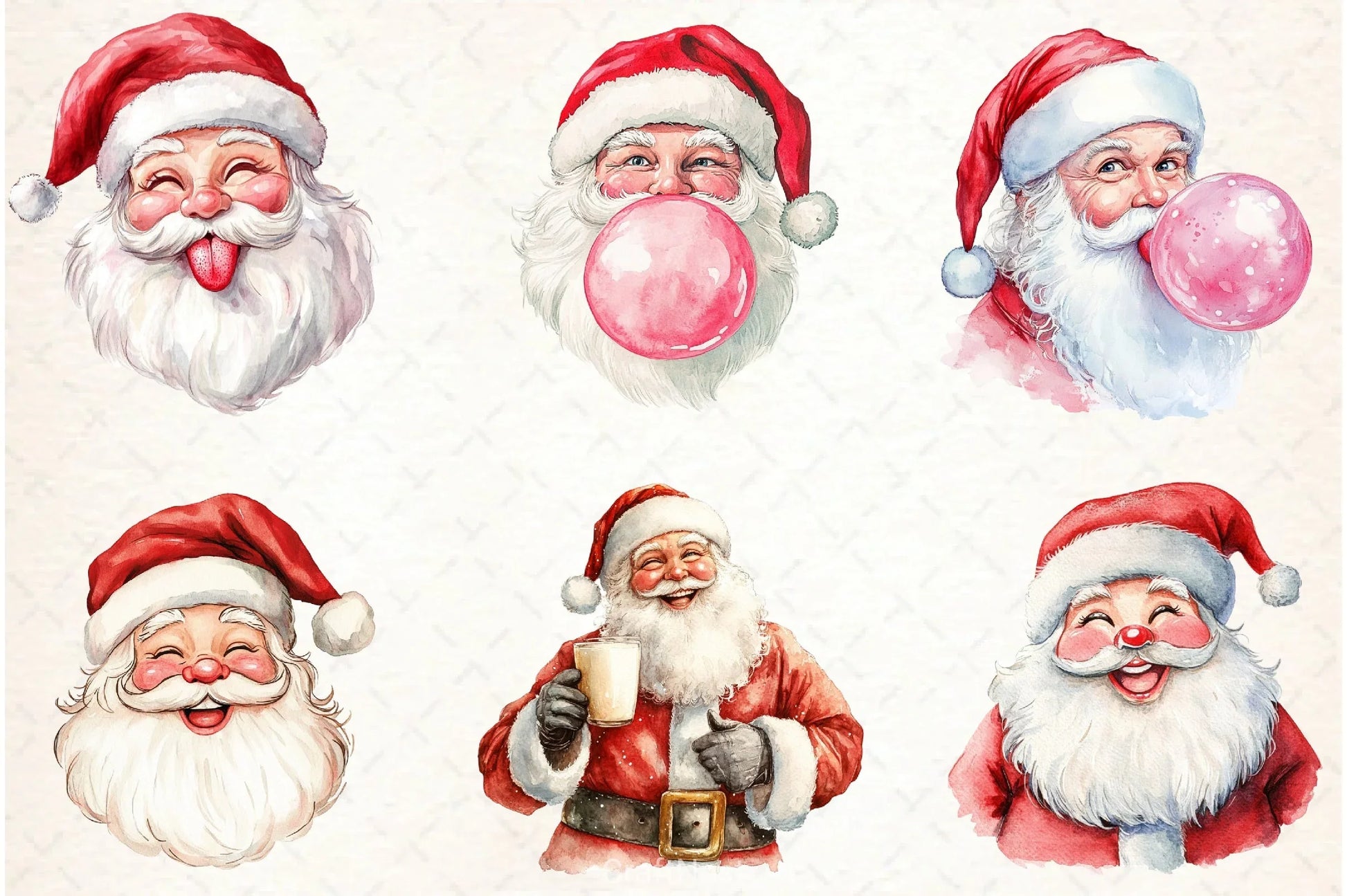 Retro Santa Claus Face Clipart Bundle - CraftNest - Digital Crafting and Art