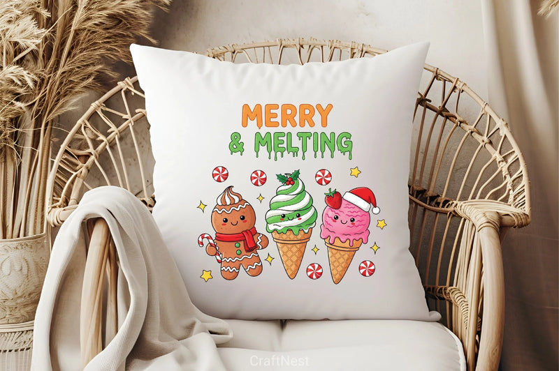 Merry & Melting Christmas Ice Cream Clipart Bundle - CraftNest - Digital Crafting and Art