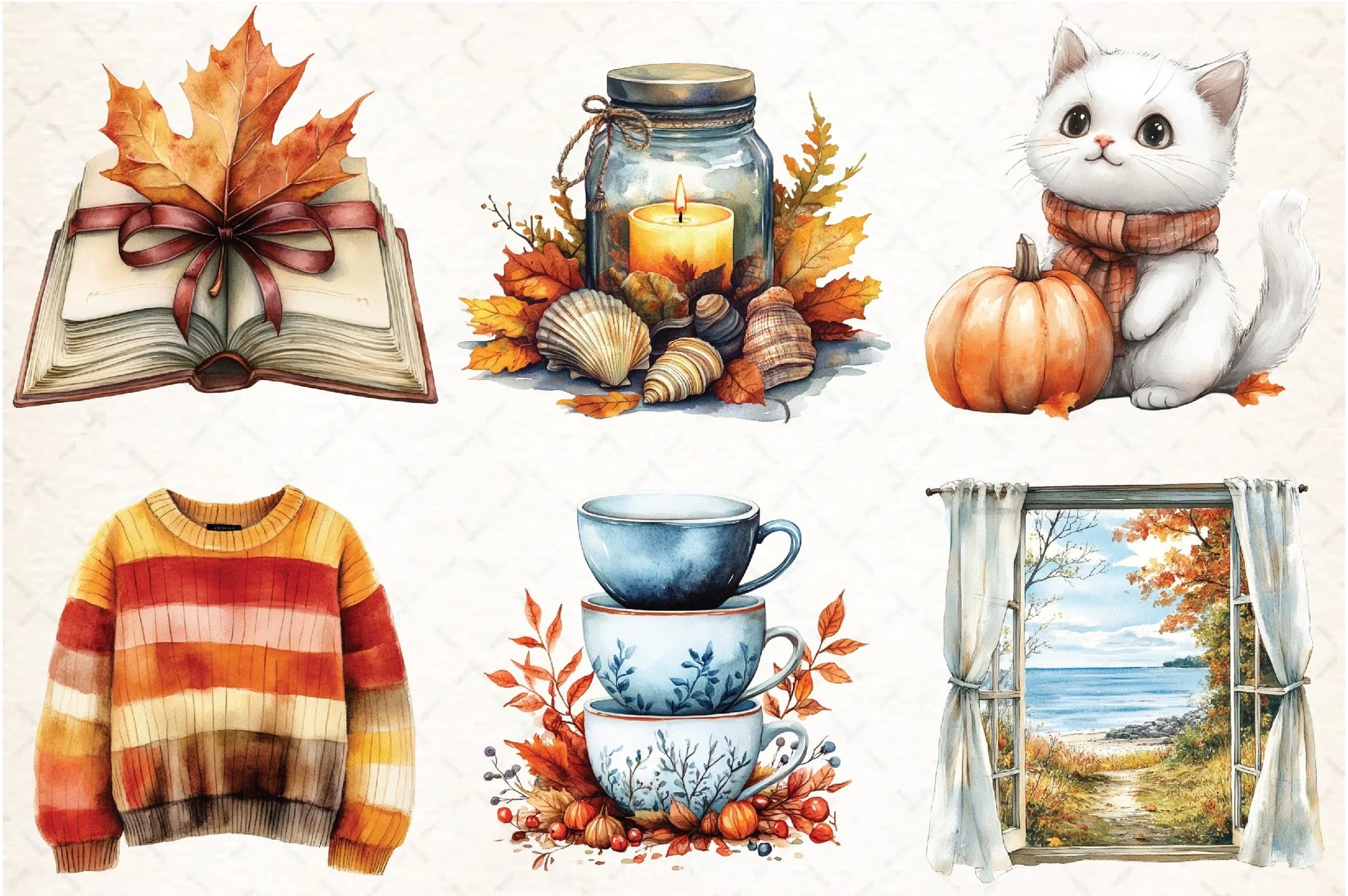 Coastal Autumn Clipart Bundle - CraftNest - Digital Crafting and Art