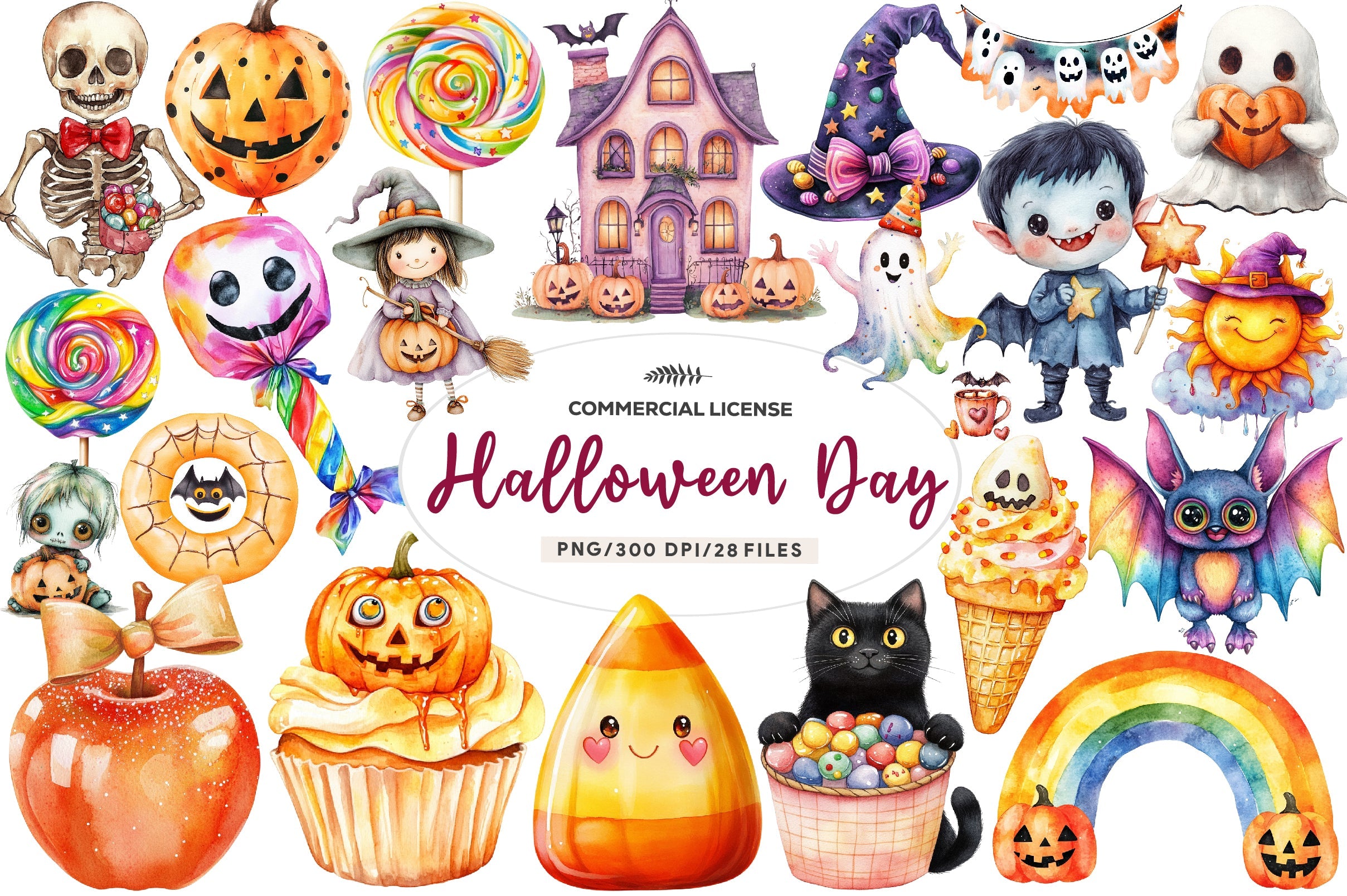 Cute Halloween Day Clipart Bundle