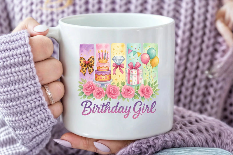 Brushstroke Birthday Girl Clipart Bundle - CraftNest - Digital Crafting and Art