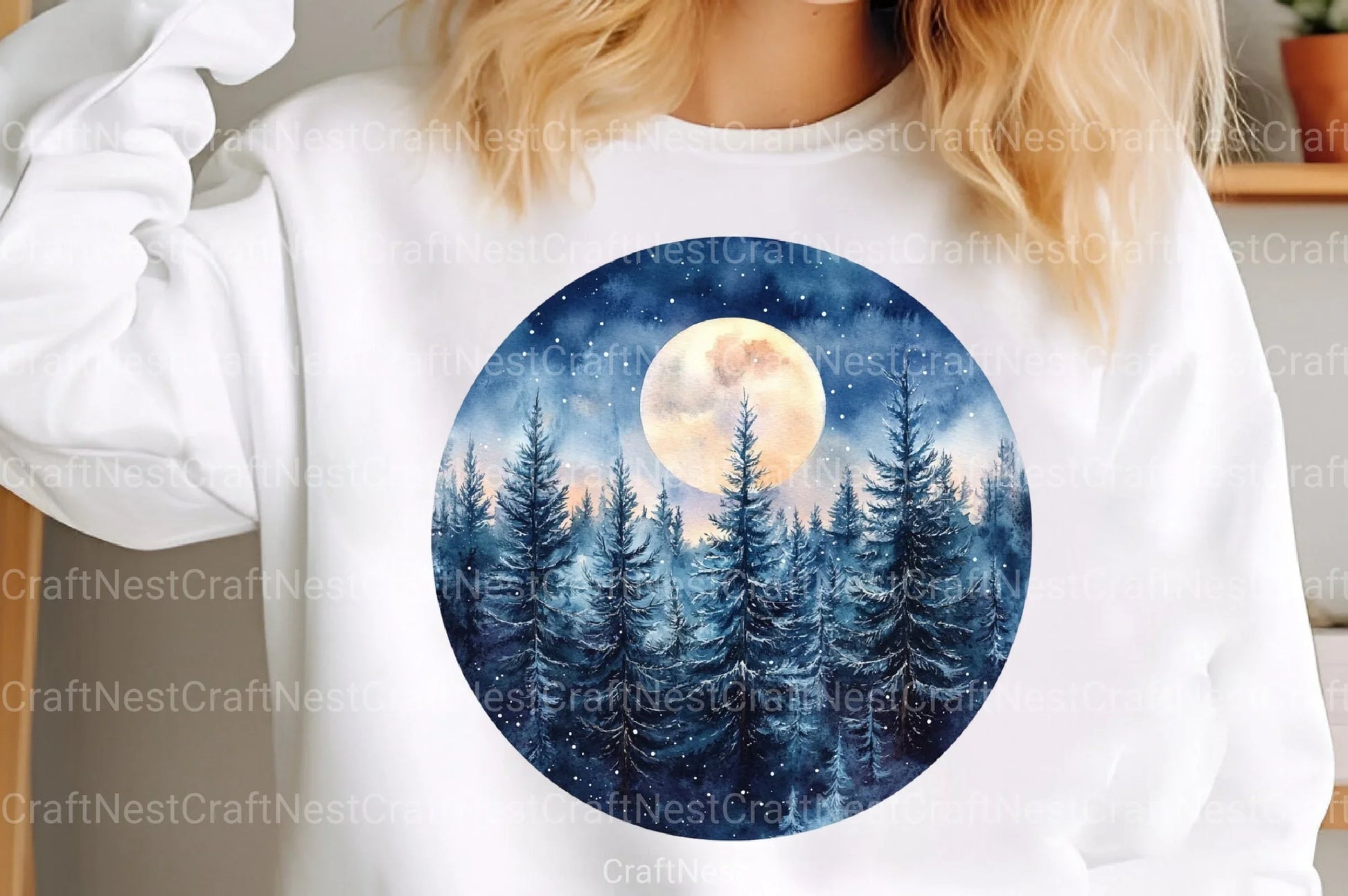 Winter Forest Night Landscape: Christmas Pine Trees Clipart Bundle - CraftNest - Digital Crafting and Art