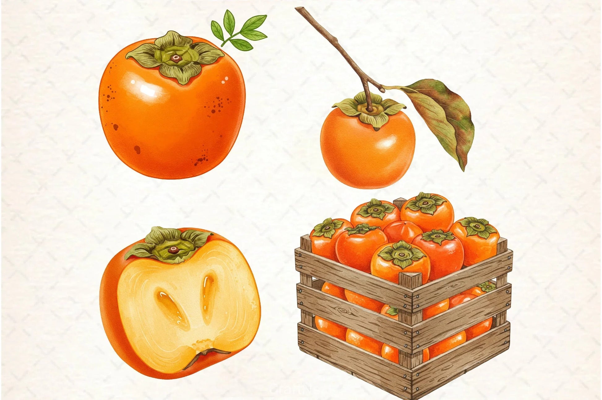 Persimmon Fruit Clipart Bundle 5 - CraftNest - Digital Crafting and Art