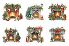Cozy Christmas Fireplace Decoration Clipart Bundle - CraftNest - Digital Crafting and Art