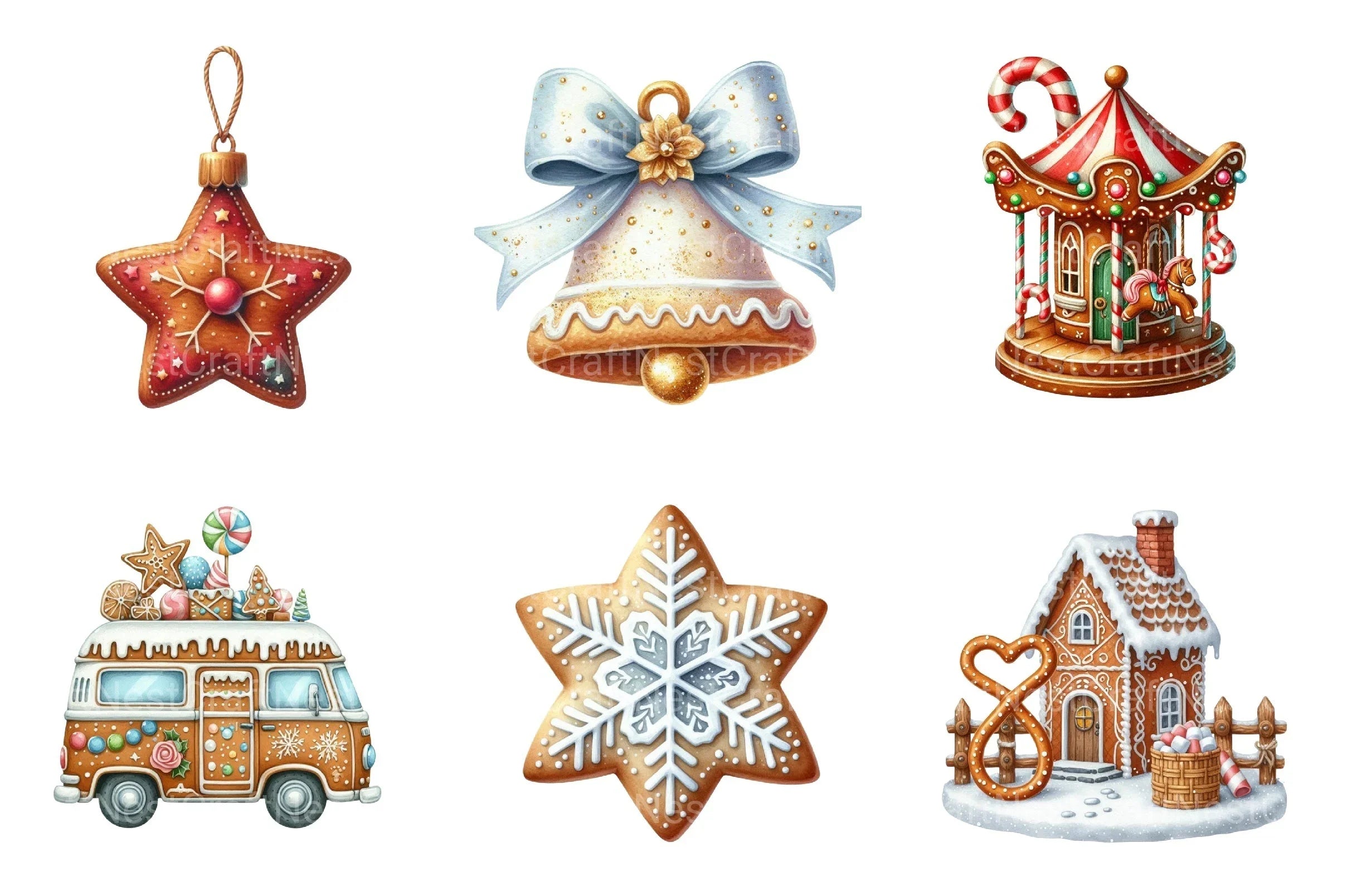 Gingerbread Houses Christmas Cookie Clipart Bundle - CraftNest - Digital Crafting and Art