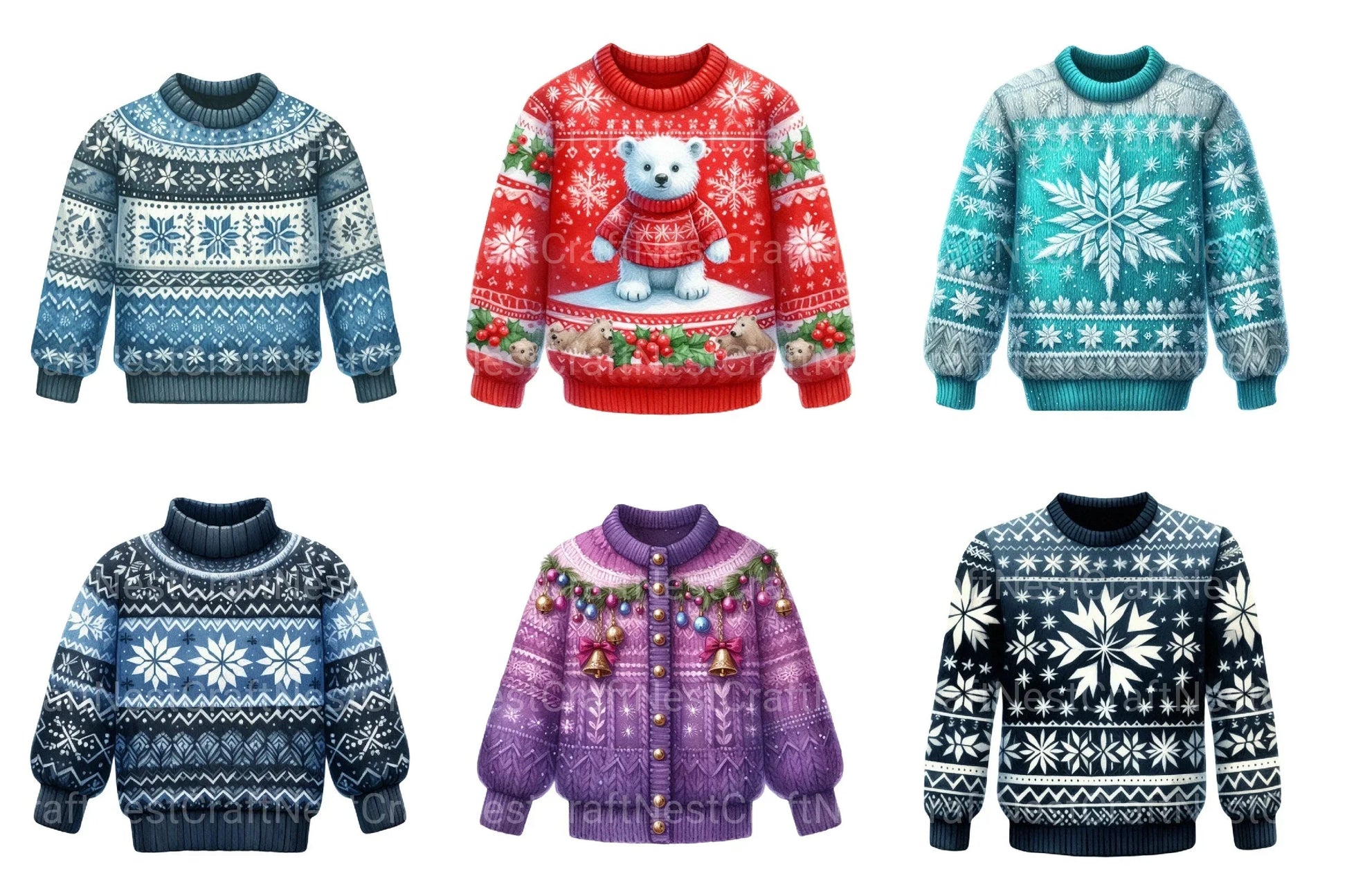 Christmas Sweater Pullover Designs Clipart Bundle - CraftNest - Digital Crafting and Art