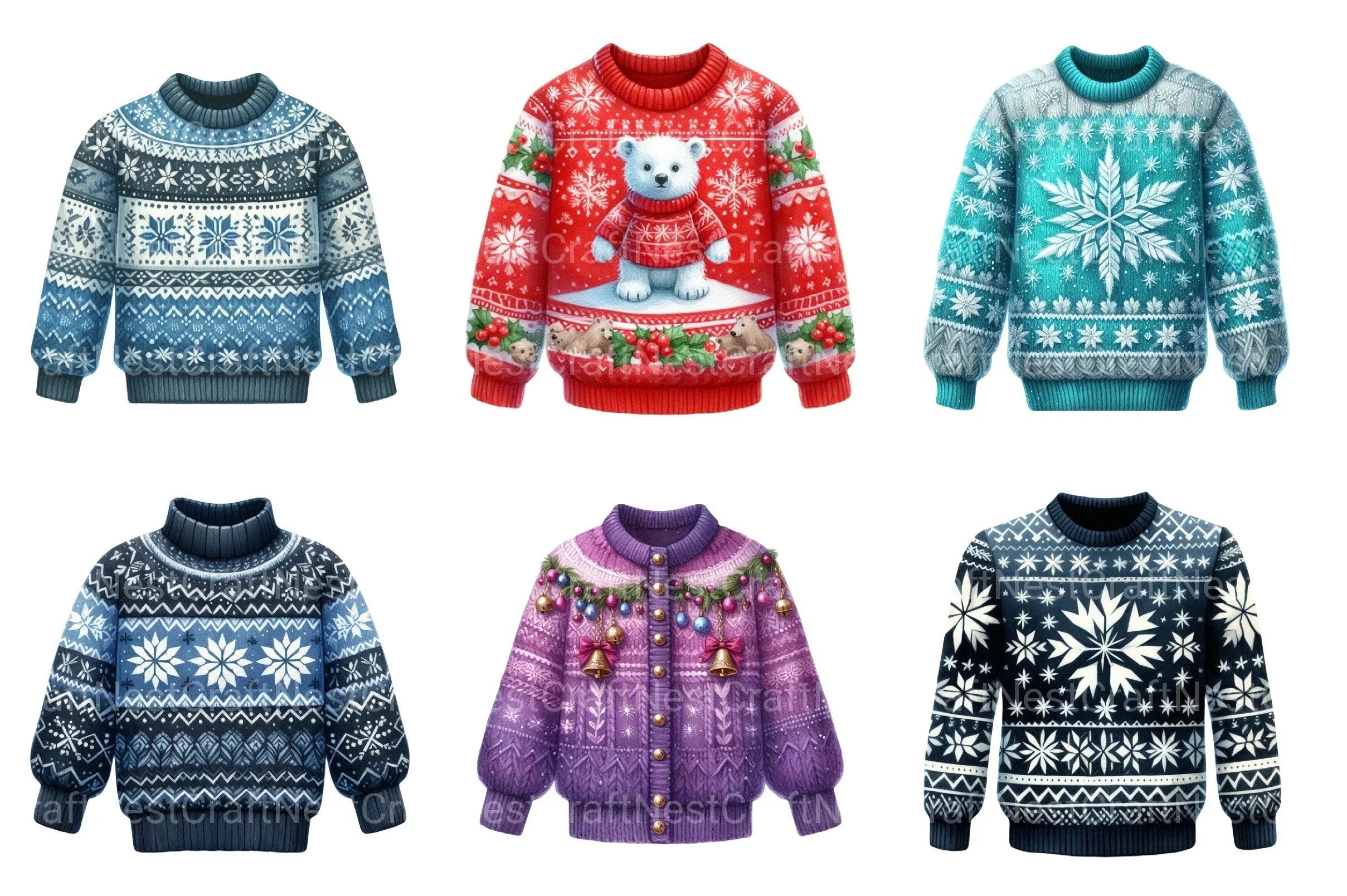 Christmas Sweater Pullover Designs Clipart Bundle - CraftNest - Digital Crafting and Art