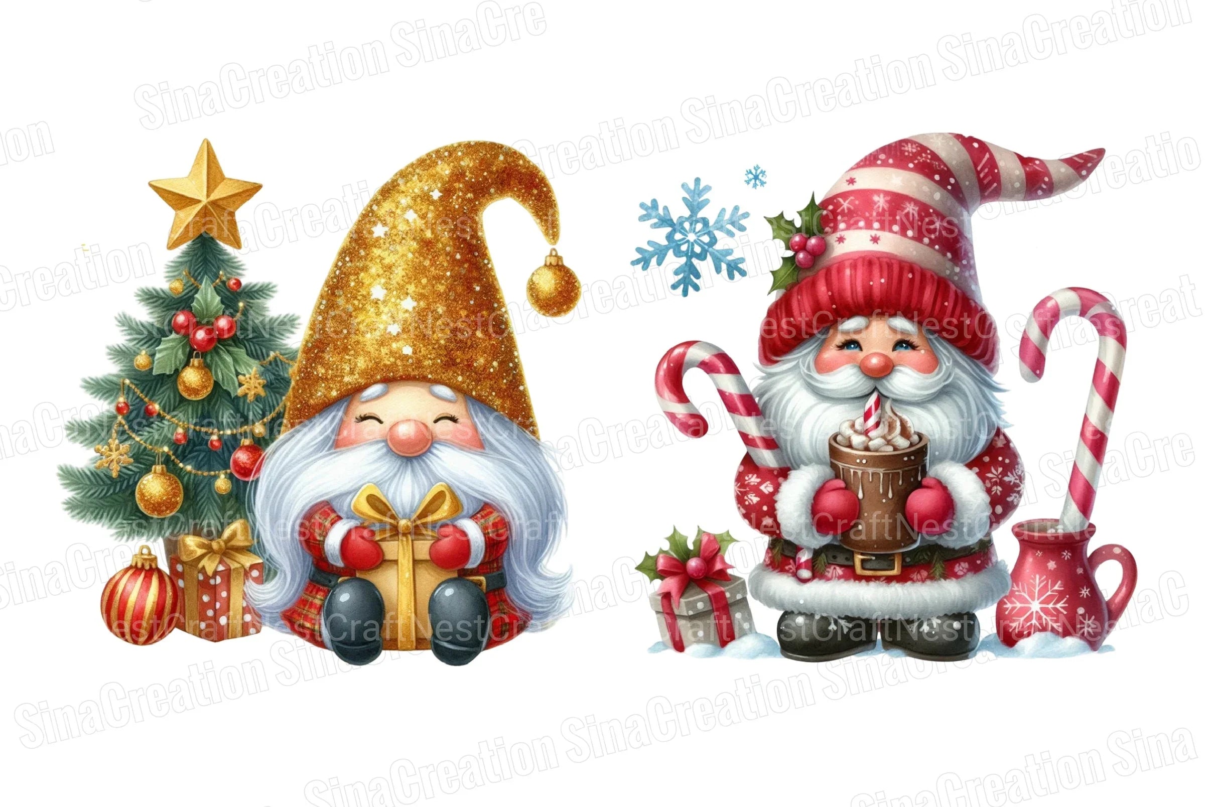 Christmas Gnome Winter Graphics Clipart Bundle - CraftNest - Digital Crafting and Art