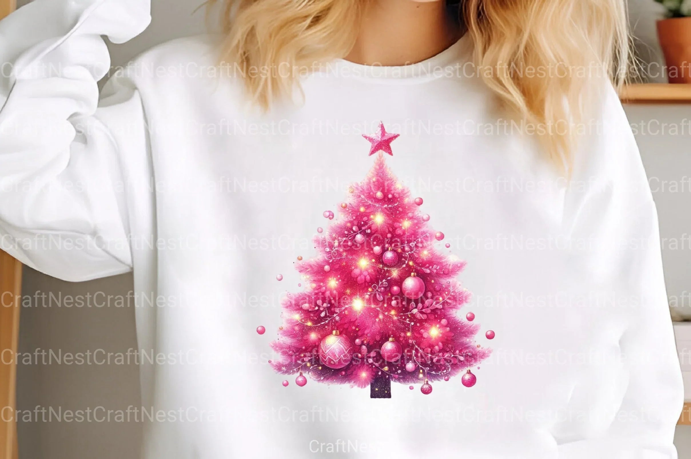 Pink Christmas Tree Clip Art Bundle - CraftNest - Digital Crafting and Art