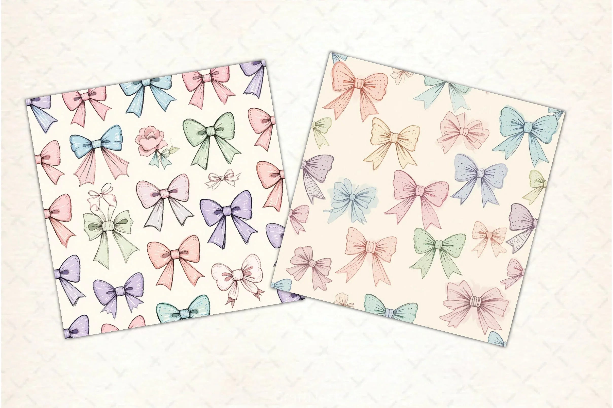 Pastel Coquette Bows Pattern Paper - CraftNest - Digital Crafting and Art