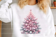 Pink Christmas Tree Clipart Bundle 1 - CraftNest - Digital Crafting and Art