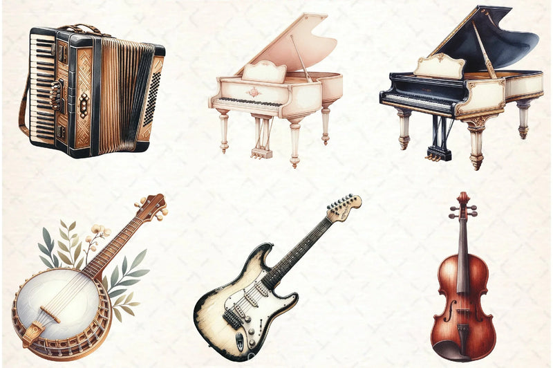 Musique Instrument Clipart Bundle 4 - CraftNest - Digital Crafting and Art