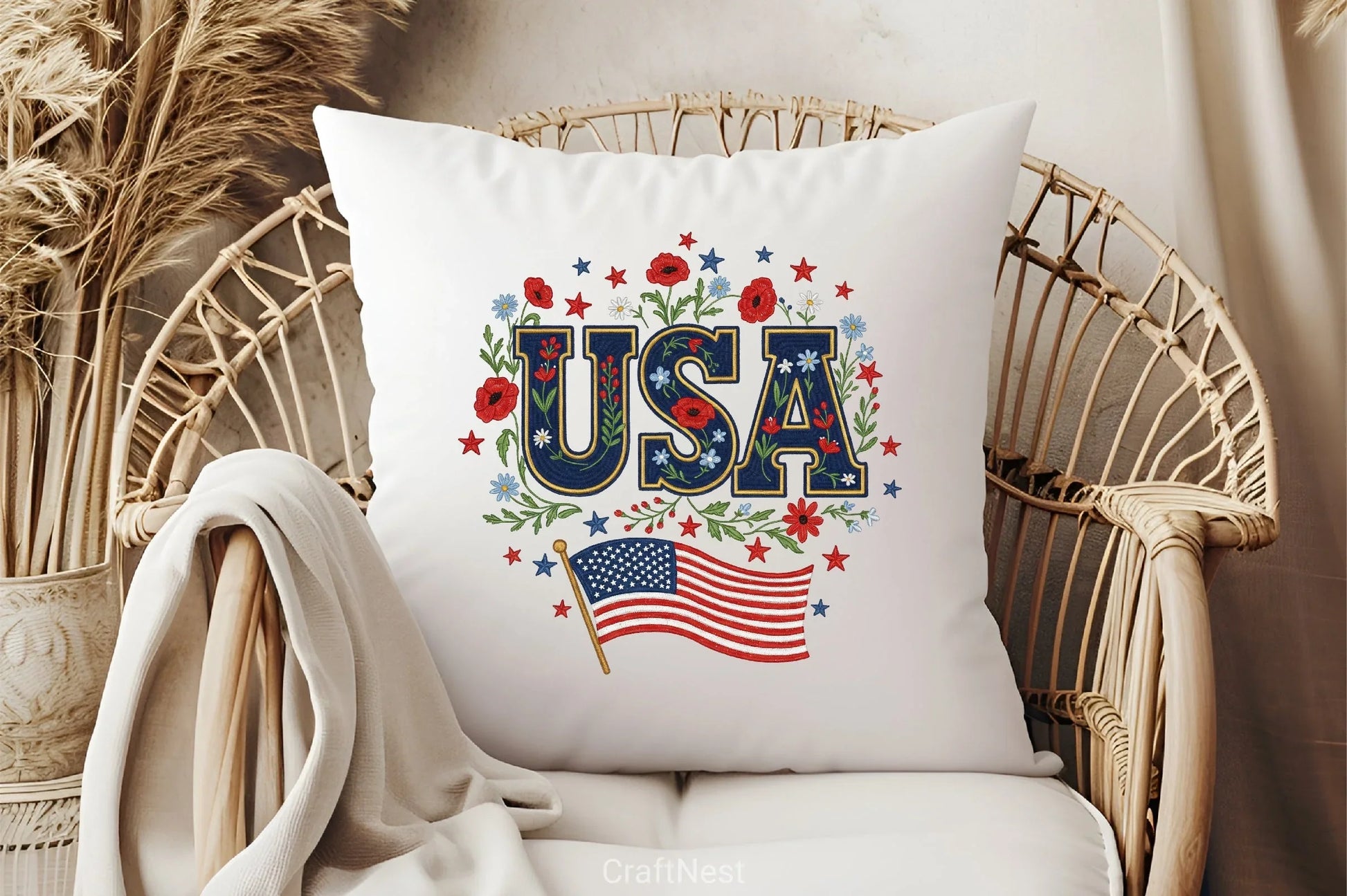 Floral Embroidery USA Retro Clipart Bundle 2 - CraftNest - Digital Crafting and Art