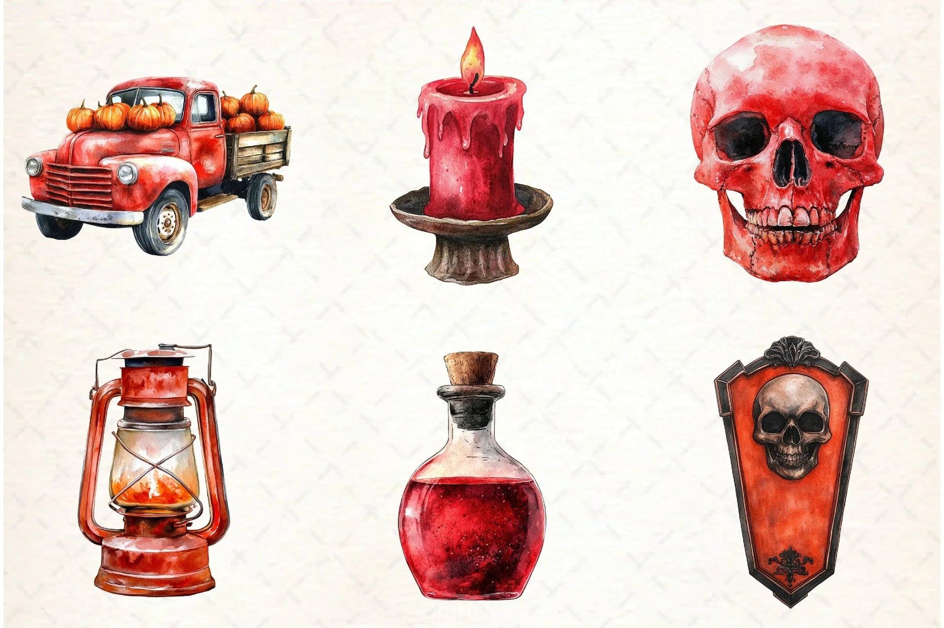 Vintage Red Halloween Clipart Bundle - CraftNest - Digital Crafting and Art