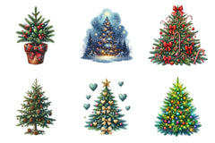 Christmas Tree Decorated Winter Clipart Bundle - CraftNest - Digital Crafting and Art