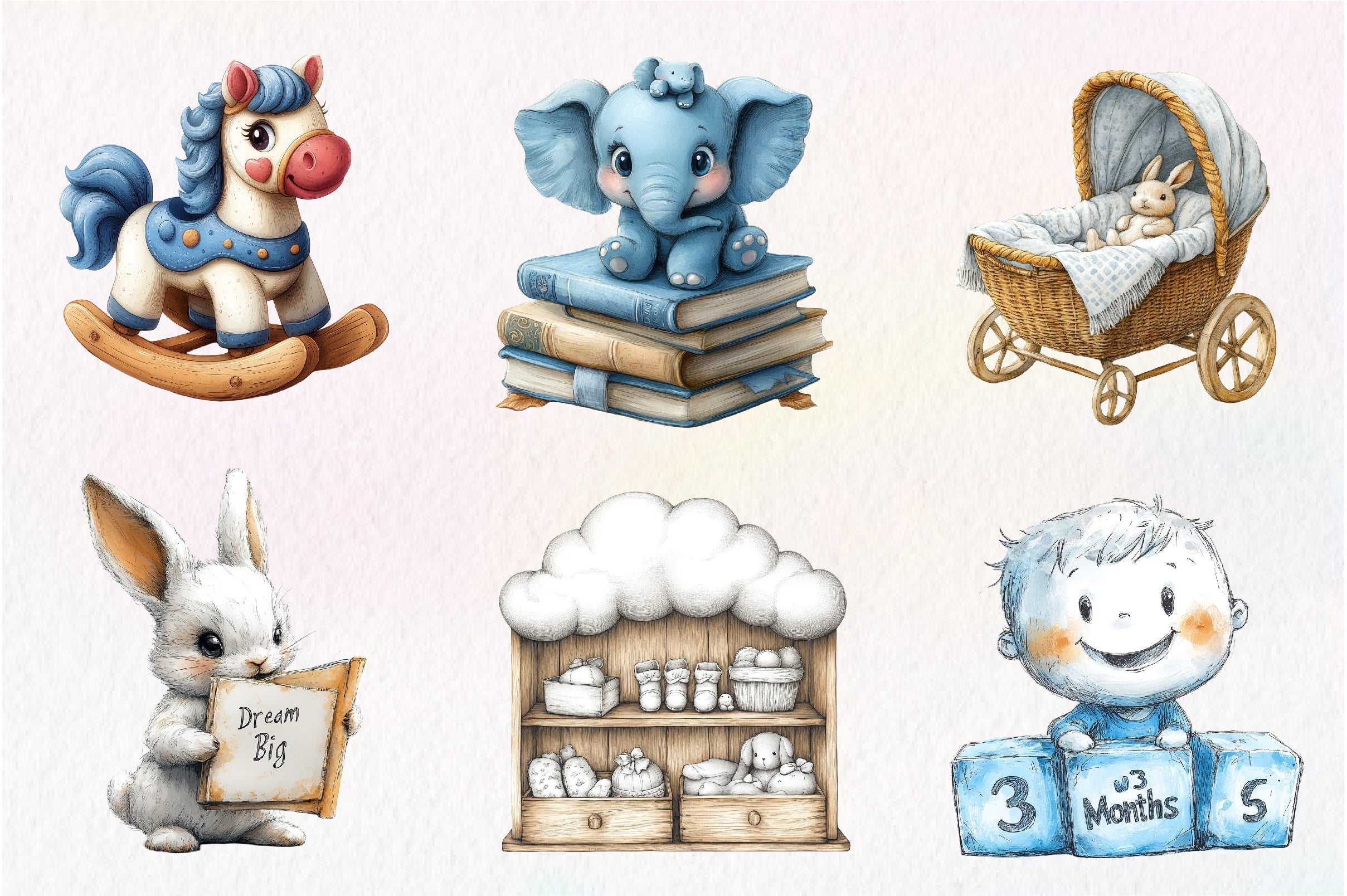 Blue Baby Boy Nursery Clipart Bundle 1